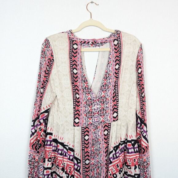 Free People Tegan Border Printed Flare Sleeve Mini Dress - Picture 4 of 13